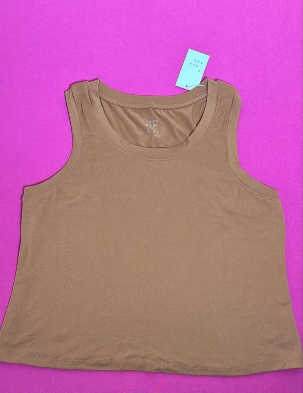 A New Day Brown Tank Top Size1X Soft Stretch Sleeveless Casual Plus Size New